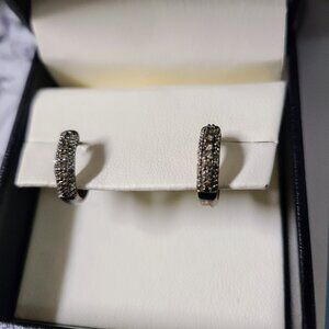 Hoop Earrings Sterling Silver & Yellow Gold Cocoa Diamond .33CT